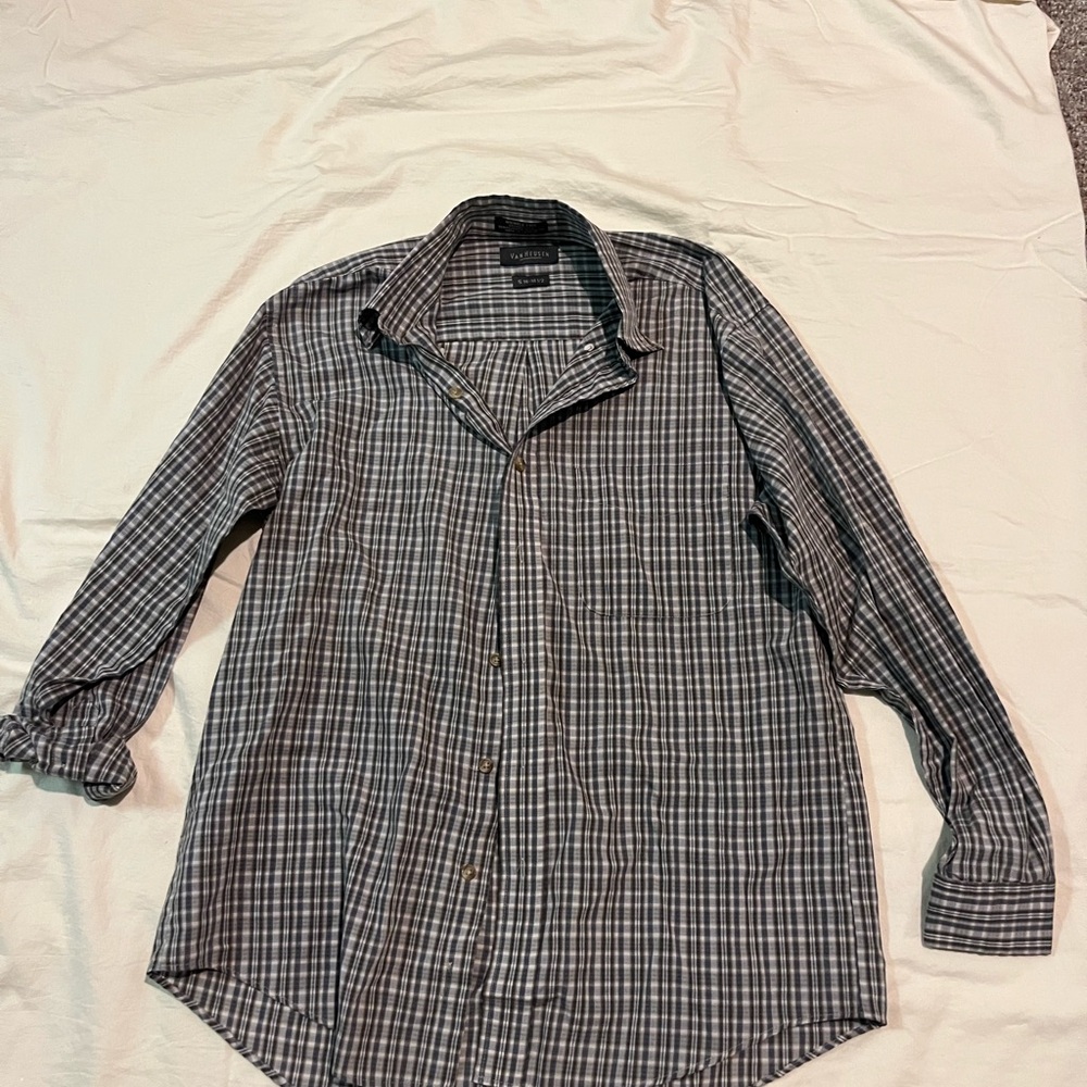 Arrow Men's Black and Gray Plaid Shirt